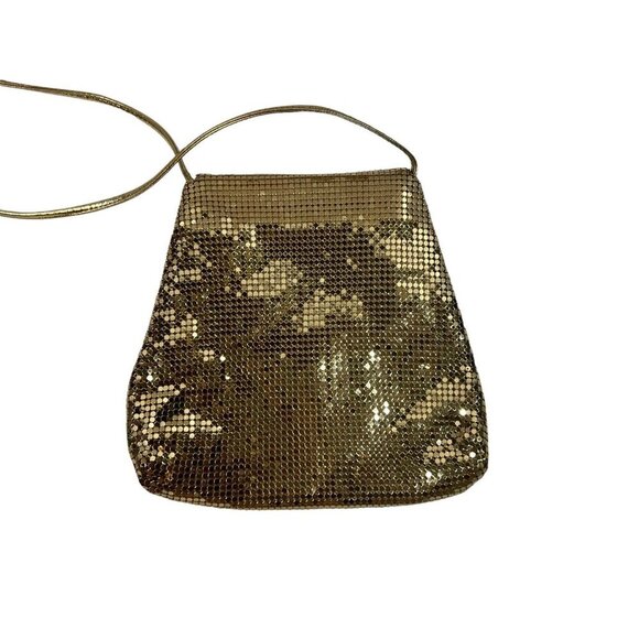 Vintage Whiting & Davis Gold Mesh Metallic Envelope Crossbody Bag  Sequin 60s - Picture 4 of 7